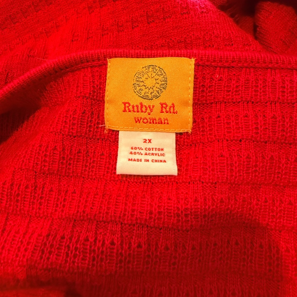 Ruby Rd Plus Size Beaded Red Cardigan Jacket with Snap Closure Size 2X - Picture 3 of 8